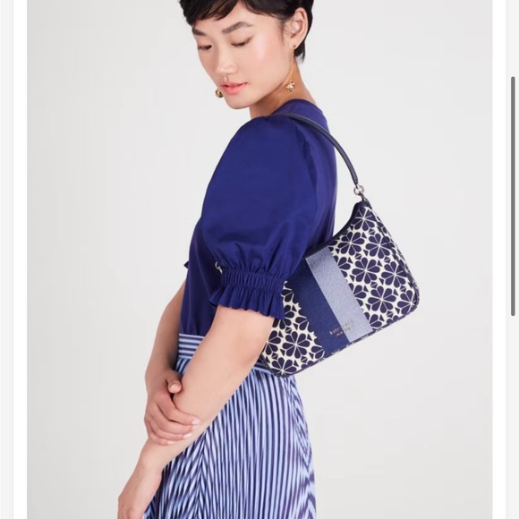 NWT Kate Spade Flower Jacquard Stripe Sam Small Convertible Shoulder Bag - Picture 4 of 8